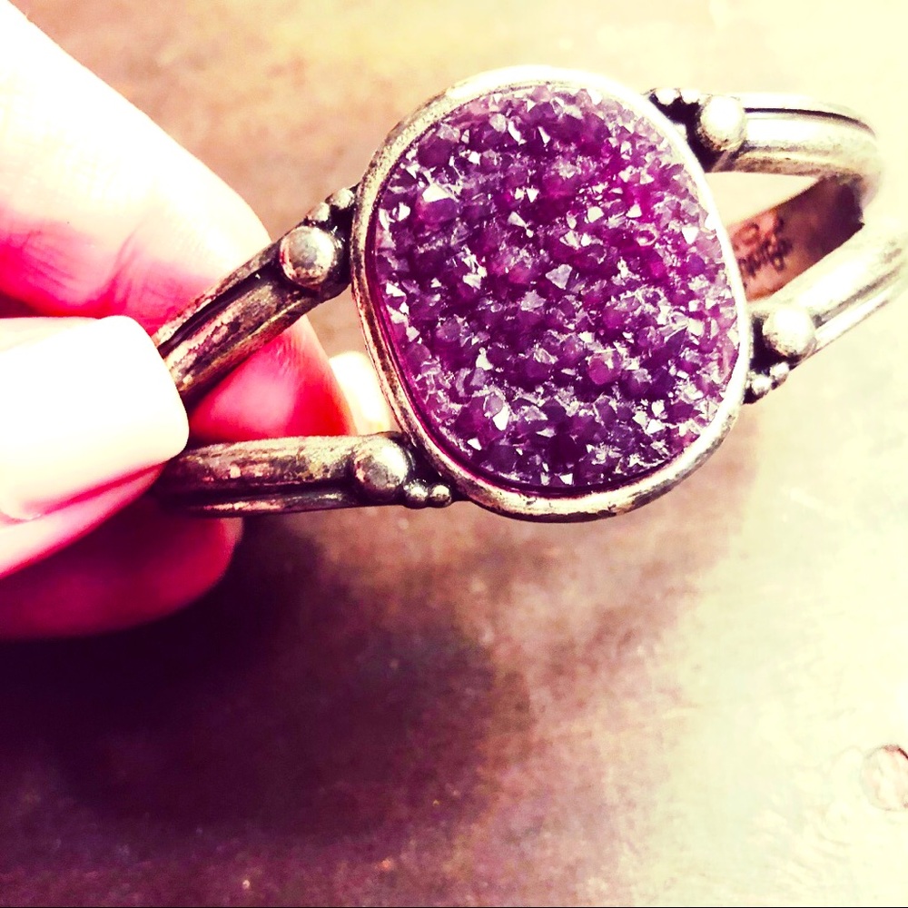 NWOT Lucky Brand Purple Druzy Cuff Bracelet Boho